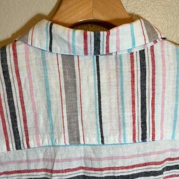 Weatherproof Vintage Linen Blend Short Sleeve button Down Knotted Shirt - Picture 8 of 11